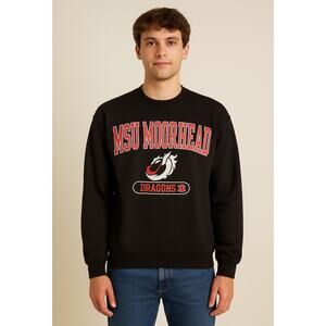 MSU Moorhead Dragons Men’s Medium Black Crewneck Sweatshirt College Spirit Wear